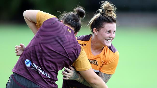 Frissard at Broncos NRLW training before they left for Perth.