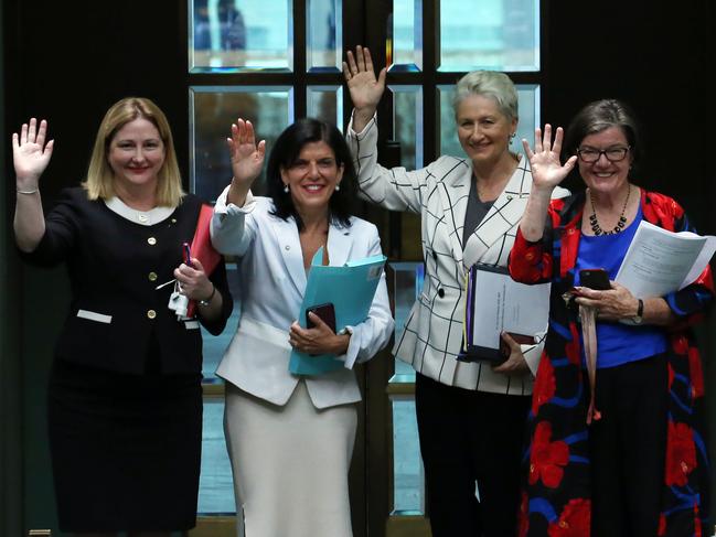 Former Liberal MP Julia Banks (second from left) quit to join the crossbench last year.  Picture: Gary Ramage