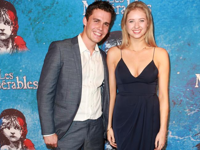 Kassandra Clementi with former flame Andrew Morley at the Les Miserables opening night. Picture: Christian Gilles