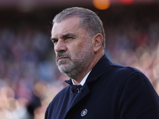 LONDON, ENGLAND - OCTOBER 27: Ange Postecoglou, Manager of Tottenham Hotspur, looks on prior to the Premier League match between Crystal Palace FC and Tottenham Hotspur FC at Selhurst Park on October 27, 2024 in London, England. (Photo by Warren Little/Getty Images)