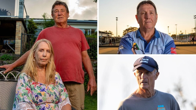 Clockwise from left: neighbours Deborah Hall and Murray Nolan; former policeman Glenn Taylor; husband Jon Winfield. Picture: Liam Mendes