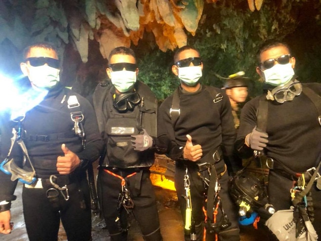 Thai Nacy SEALs divers following their successful rescue mission. Picture: Facebook