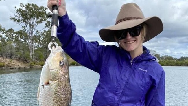 Natalie Curtis with the ripper grunter she caught last weekend.