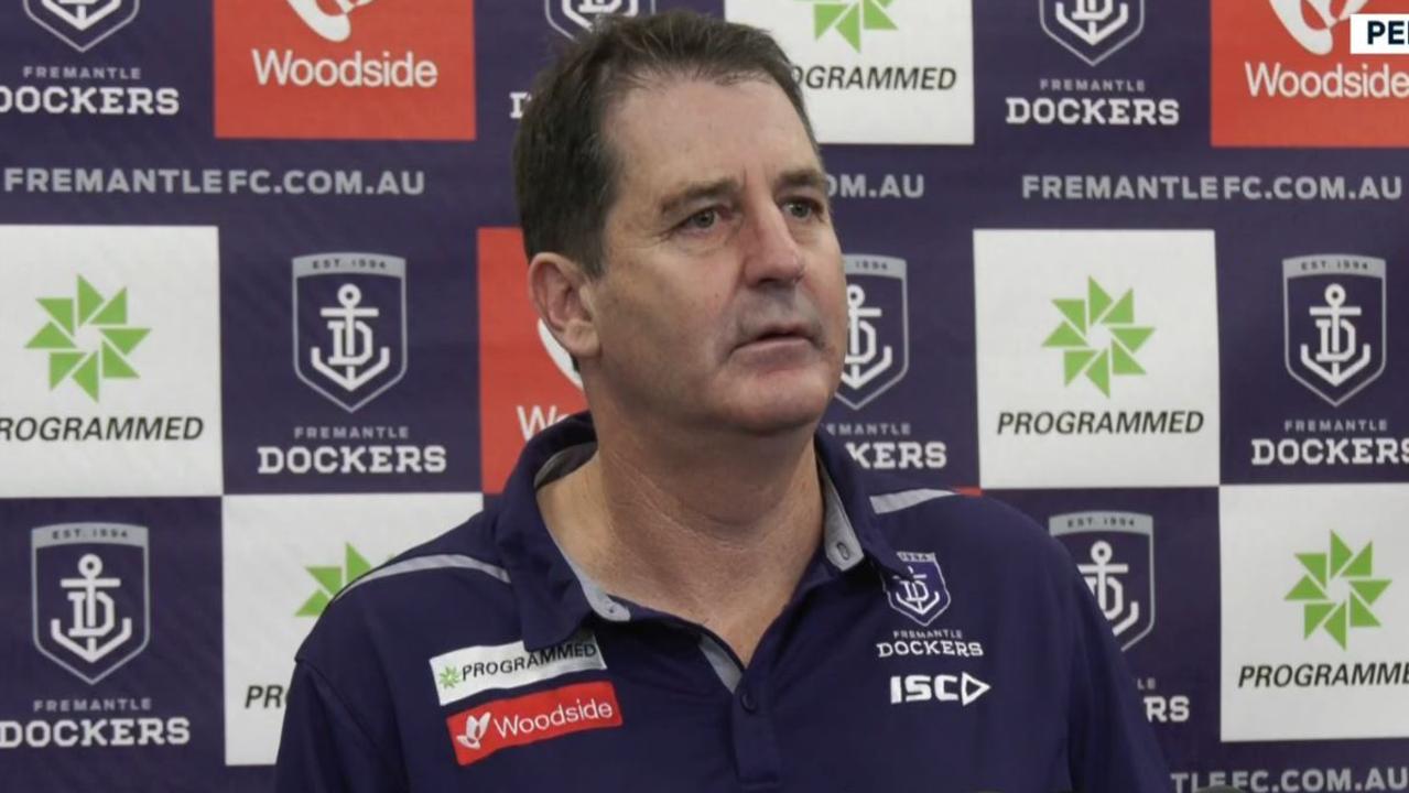 Fremantle coach Ross Lyon during his press conference on Wednesday.
