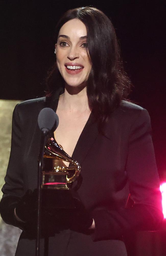 Annie Clark accepts the Best Rock Song award for ‘Broken Man’. Picture: Amy Sussman/Getty Images