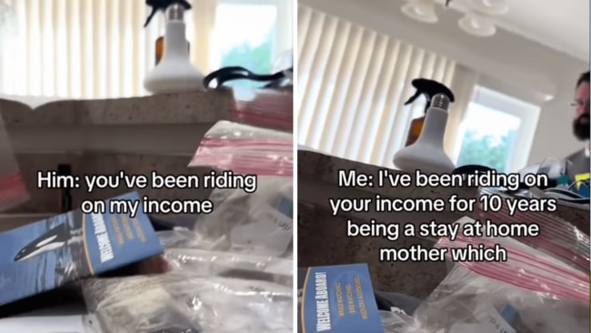 A wife is accused of 'riding' off her husband's income as a SAHM. Source: TikTok