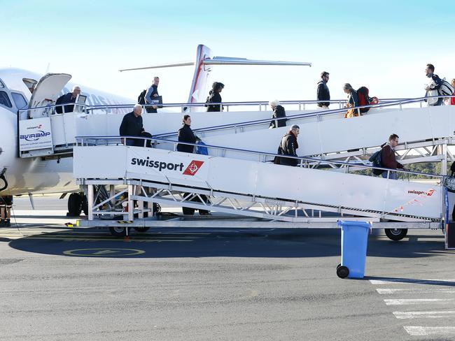 The Hobart Airport has announced the purchase of several ramps to make it easier for everyone (especially the elderly, and wheel chair users) to embark and disembark from planes. Picture: MATT THOMPSON