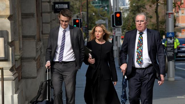 Senator Linda Reynolds lawyer Martin Bennett arrives at the Supreme Court (right). Picture: NewsWire / Sharon Smith