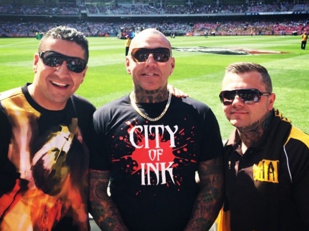 Kazem Hamad (left) at the footy with Toby Mitchell and Tyrone Bell. Picture: Instagram