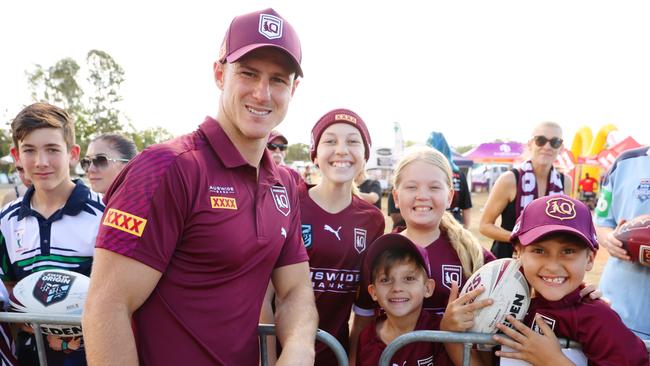 Maroons skipper Daly Cherry-Evans greets fans in Bundaberg. Picture: Lachie Millard