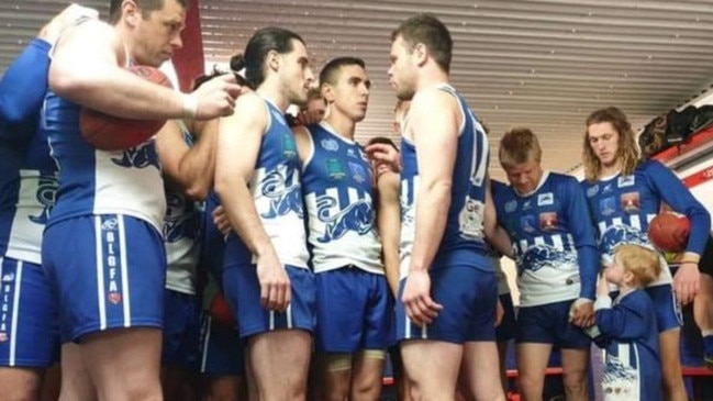 Shannon addresses his Angaston side. Picture: Angaston Football Club