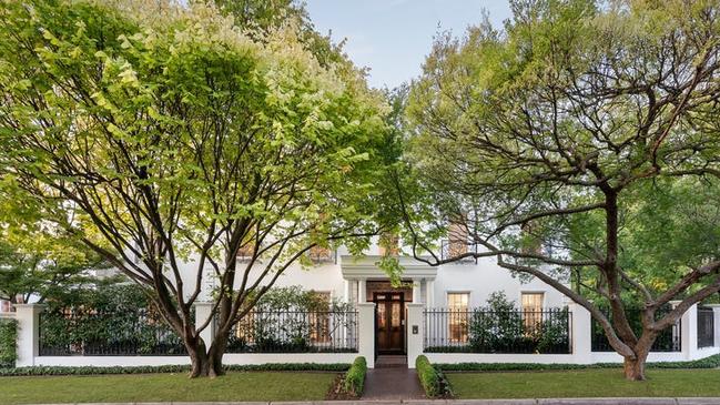 In Melbourne’s east, this four-bedroom home at 49 Irving Rd, Toorak, is available for $7.8m-$9.5m. The area has a $5.22m median house value.