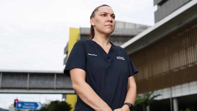 Clinical nurse Lerisa Simpson-Harris is calling on the Cairns Hospital to offer more secure parking options for health workers, after staff reported close calls and physical threats while walking to and from their workplace, with some incidents taking place during daylight hours. Picture: Brendan Radke