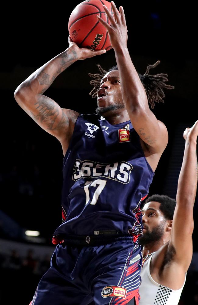 Eric Griffin had 16 points in the loss to Melbourne. Picture: Kelly Barnes (AAP).