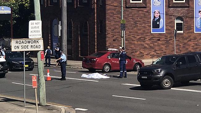 Police deal with the aftermath of the tragedy. Picture: Twitter