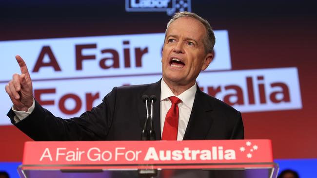 Opposition Leader Bill Shorten speaks at a 2019 Federal Election volunteers rally in the electorate of Reid in Sydney, yesterday. Picture: Kym Smith