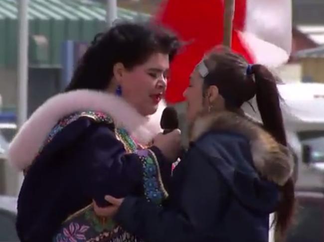 Known as Katajjaq, the traditional and energetic practice of Inuit throat singing is usually performed by two women who battle it out to see who can last the longest.