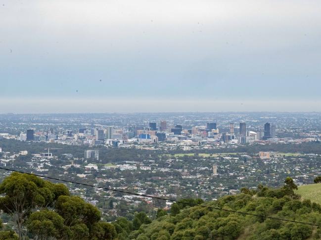 A view of Adelaide from Mt Osmond on Wednesday, January 3, 2024. (The Advertiser/ Morgan Sette)