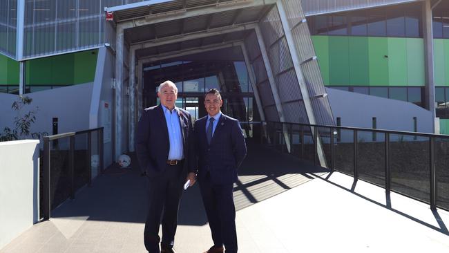 Cr Paul Antonio with Cr James O'Shea outside the new Toowoomba Regional Council principal depot.