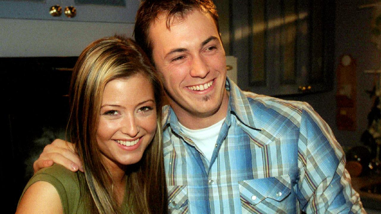 Valance with former <i>Neighbours</i> co-star Blair McDonough in 2002.