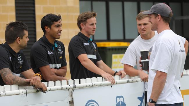 Wines and Jonas meet Port’s newest draftees last week. Picture: Russell Millard (AAP)