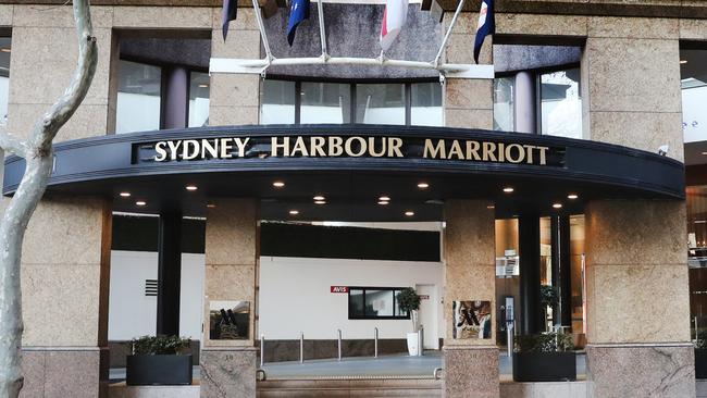 The Marriott Hotel where a security guard on quarantine duty disobeyed orders before testing positive to COVID-19. Picture: Richard Dobson