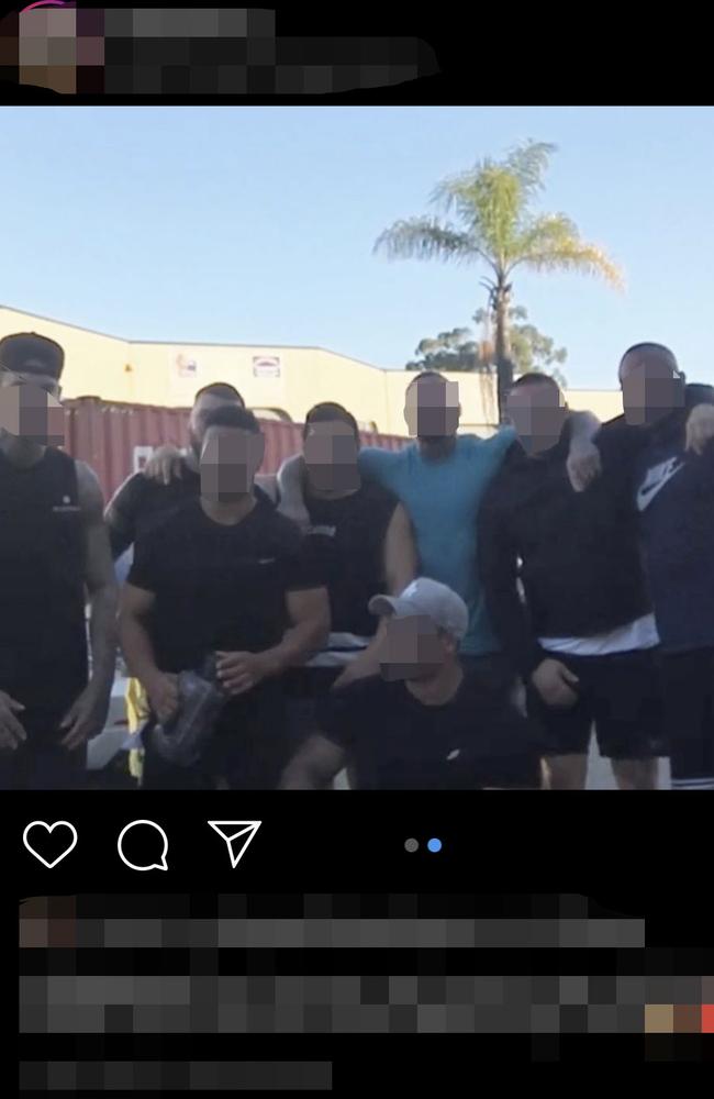 Accused bikies in a group photo at a Biggera Waters gym. Photo: Instagram