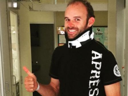 Australian cyclist Steele von Hoff suffered four cracked vertebrae in a racing crash in Melbourne on Tuesday night. Picture: Supplied.