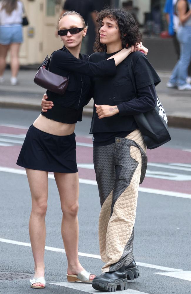 Lily-Rose Depp and girlfriend 070 Shake on the streets of New York. Picture: Splash News/Media Mode