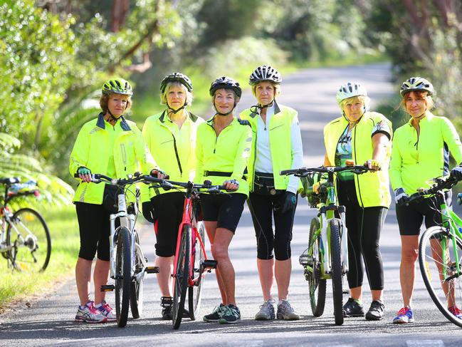 Jude Ahearn, Sue Clubb, Pam Somerville, Elizabeth Madsen, Laura Cunningham, Kay Stammers.A group of older female cyclists are regular riders in the area. One was seriously hurt the other week when she hit a big pothole and face-planted into the road in Chowder Bay Rd near Ripples.