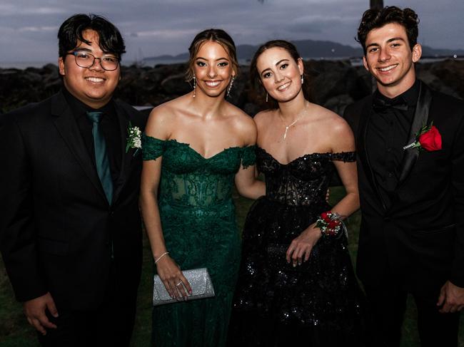 CLASS OF 2024: St Patrick's College Townsville school formal. Zachary Au, Torrance Harding, Hayley Andrejic and Jacob Bell.