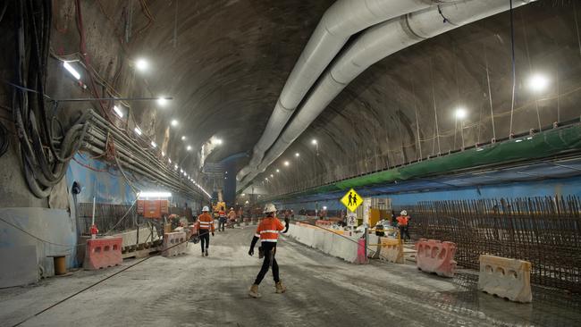 Huge caverns will be transformed into station platforms. Picture: Brad Fleet