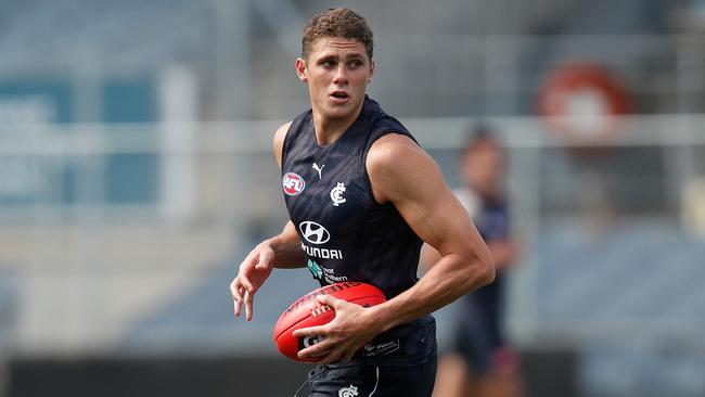 Photographic evidence of Charlie Curnow looking fit at Carlton training. Picture: Michael Willson/AFL Photos via Getty Images