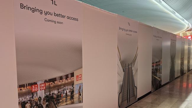 A new escalator is being built in the west mall at Ringwood's Eastland, with two sportswear retailers soon to open nearby. Picture: Kiel Egging.