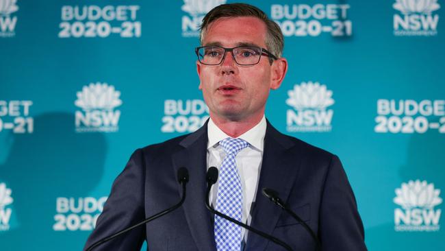 NSW Treasurer Dominic Perrottet delivers the State Budget. Picture: Gaye Gerard