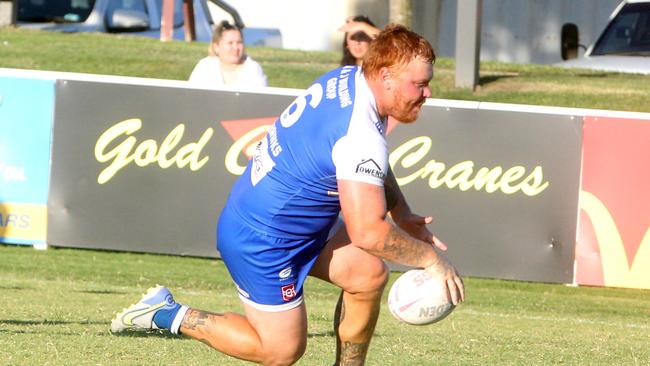 Action Shots of the Burleigh Bears and Tugun Seahawks at 3pm Pizzey Park. Keanu Te Kiri scoring. 3 April 2022 Miami Picture by Richard Gosling