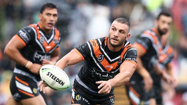 Robbie Farah wound back the clock to score two tries in the the Tigers’ opening round win against the Sea Eagles. Picture: Getty Images