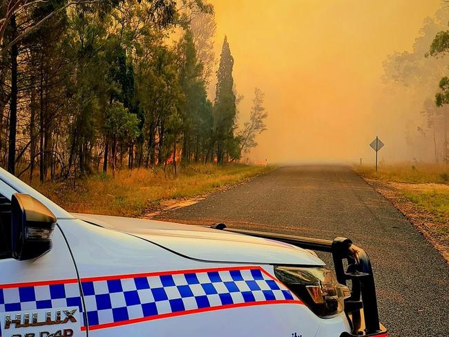 BALLANDEAN: Residents and motorists near the New South Wales border are advised a grass fire is burning in the area. The New England Highway between Tenterfield and Wallangarra remains open, but could close at any moment due to smoke impacting visibility. Picture Qld Police