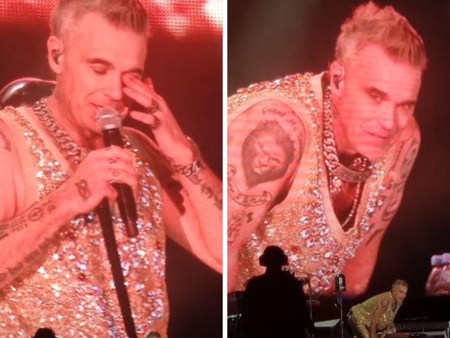 Robbie Williams on stage in Amsterdam.