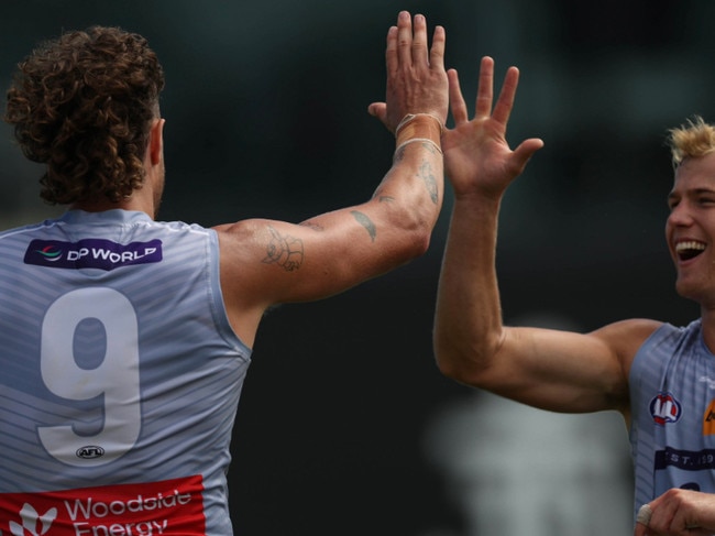 Luke Jackson celebrates a goal Picture: Fremantle FC