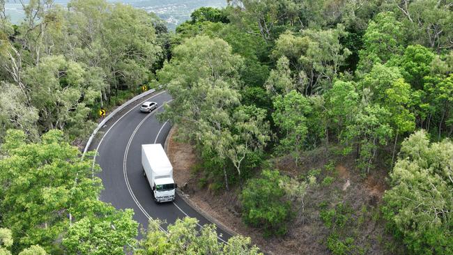 Traffic drives along the Kuranda Range Road, the steep, winding section of the Kennedy Highway along the Macalister Range between Kuranda and Smithfield and the main link between Cairns and the Atherton Tablelands. Picture: Brendan Radke