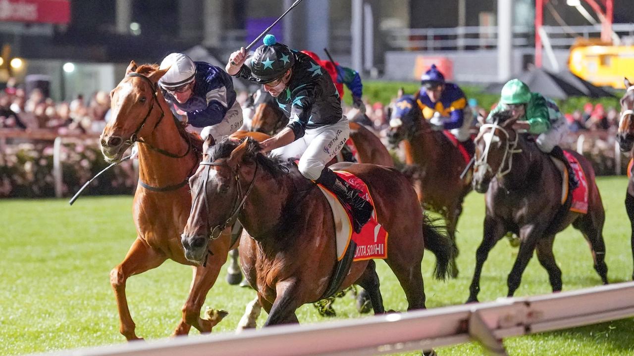 Okita Soushi wins the Ladbrokes Moonee Valley Gold Cup with Billy Egan in the saddle Picture: Scott Barbour/Racing Photos via Getty Images