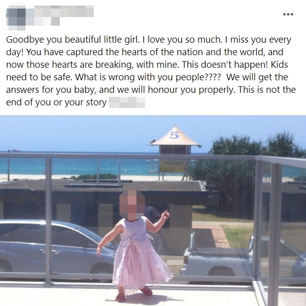 The girl’s father posted a tribute to his daughter on Wednesday.