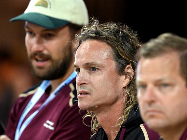 Titmus’s coach Dean Boxall watches on. Picture: Bradley Kanaris/Getty