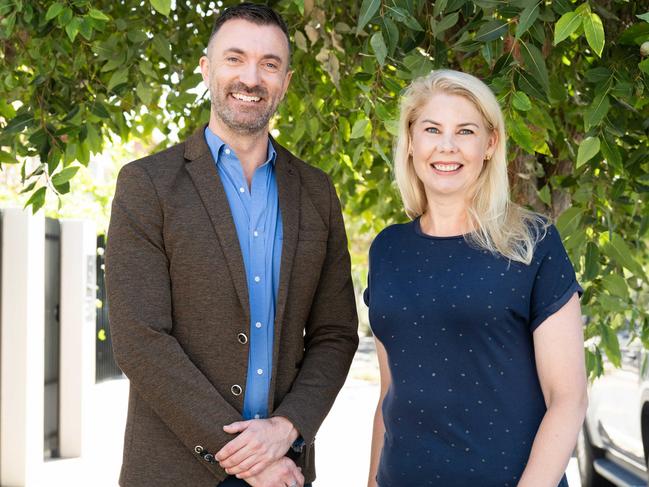 ADELAIDE, AUSTRALIA - NewsWire Photos MARCH 25, 2024: Greens MP Robert Simms and candidate Katie McCusker in Norwood. NCA NewsWire / Morgan Sette