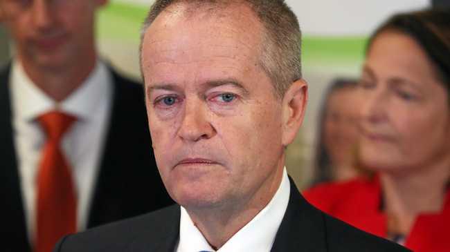 Labor Leader Bill Shorten fights back tears during a doorstop where he talks about his mother Ann, Grand Pacific Health Centre, South Coast region of New South Wales, where he continues electioneering in the health sector. Picture: Liam Kidston