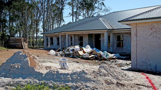 Properties in Sydney's south west will face years of construction in their backyards as the path of the new M9 orbital is planned to run past their fence lines. The home under construction at 69 Sunnyside Dr, Ellis Lane that will be affected by the proposed route of the M9. Picture: Toby Zerna