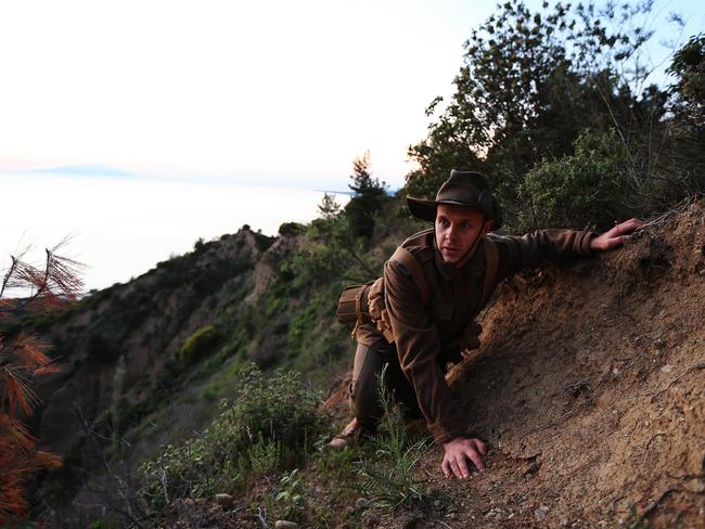 Andrew Carswell dressed in ANZAC uniform on Walkers Ridge / Picture: Sam Ruttyn