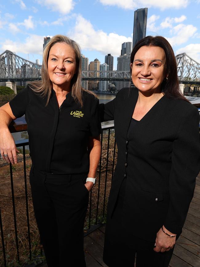 Harper and Lambie in Brisbane on Friday. Picture: David Clark