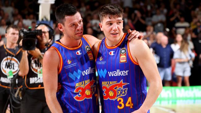 Adelaide stars Jason Cadee and Dejan Vasiljevic. Picture: Getty